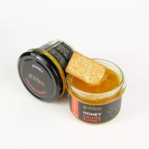 Bio méz naranccsal, barackkal és kurkumával ORANGE SUNSET, 260g | Golden Flavours