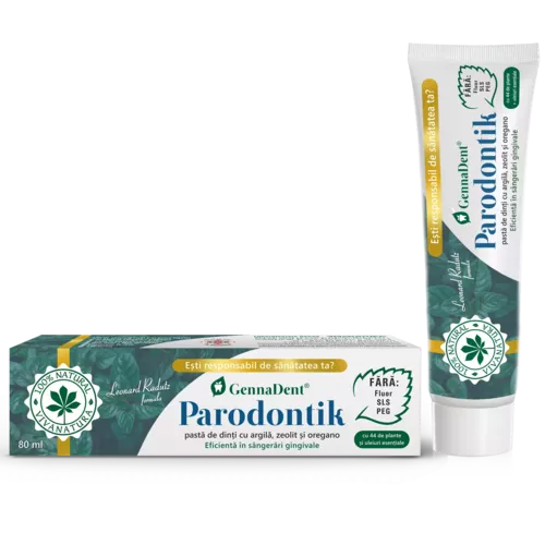 GennaDent Parodontik - 100%-ban természetes fogkrém agyaggal, zeolittal és oregánóval, 80 ml - Leonard Radutz formula 